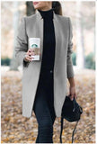 Casual Fashion All Match Women's Coats And Jackets Autumn And Winter New Solid Color Stand Up Collar Ladies Woolen Coat