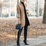 Casual Fashion All Match Women's Coats And Jackets Autumn And Winter New Solid Color Stand Up Collar Ladies Woolen Coat
