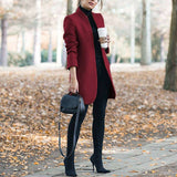 Casual Fashion All Match Women's Coats And Jackets Autumn And Winter New Solid Color Stand Up Collar Ladies Woolen Coat