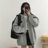 Vintage Long Sleeve Hoodie Sweetshirt Clothes Women Fashion Zip Up Cute Bear Hoodies Autumn Winter Coat Loose Harajuku Top