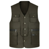 Men Multi-Pocket Classic Waistcoat Male Sleeveless Unloading Solid Coat Work Vest Photographer Mesh Vest Jacket