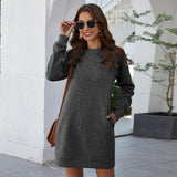 Casual Sweater Dress Mini Short Thick O-neck Long Sleeve Spring Winter Dress Slim Fit Ladies Knitted Fashion Vestidos