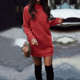 Casual Sweater Dress Mini Short Thick O-neck Long Sleeve Spring Winter Dress Slim Fit Ladies Knitted Fashion Vestidos