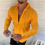 Fashion Long/Short sleeved Hoodie Zipper T shirt Mens Casual Hawaiian Henley Shirt hawaiian High quality With Hood Shirt