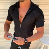 Fashion Long/Short sleeved Hoodie Zipper T shirt Mens Casual Hawaiian Henley Shirt hawaiian High quality With Hood Shirt