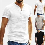 Shirt Men Casual simple Linen and Cotton Short Sleeved Buttons Up Breathes Cool Shirt Loose Streetwear Male Shirts For Men