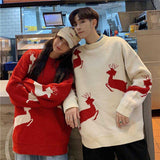 Christmas couple sweater knitwear clothing college fashion korean style lovers women family look matching clothes outfit wear 15