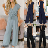 Women Jumpsuit Female Clubwear Outfits Summer Elegant Ladies Short Sleeve Solid Fashion Girl Rompers Clothing