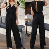 Women Jumpsuit Female Clubwear Outfits Summer Elegant Ladies Short Sleeve Solid Fashion Girl Rompers Clothing