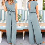 Women Jumpsuit Female Clubwear Outfits Summer Elegant Ladies Short Sleeve Solid Fashion Girl Rompers Clothing