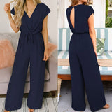 Women Jumpsuit Female Clubwear Outfits Summer Elegant Ladies Short Sleeve Solid Fashion Girl Rompers Clothing