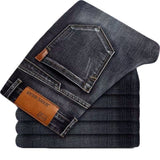 Spring Autumn Men's Smart Elastic Jeans Business Fashion Straight Regular Stretch Denim Trousers Men Jeans Plus Size 28-40