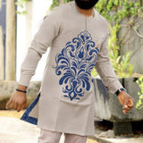 African Traditional Bazin Men Dress Long T Shirt With Long-sleeve Man Plus Size Slim Fit Floral Print Riche Dashiki Top Male