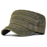 Nukty Washed Cotton Caps Men Cadet Cap Unique Design Vintage Flat Top Hat