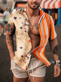 Nukty Men's Summer Shirt Hawaii Style Vintage Printing Long/Short Sleeve Loose Clothes Casual Turn-Down Collar Single Breasted Shirt