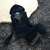 Nukty Spring/Fall Women's Brand Velvet Fabric Tracksuits Velour Suit Women Track Suit Hoodies And Pants fat sister sportswear