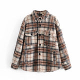 Ardm Coat Women Fashion Single Breasted Check Tweed Blazers Coat Vintage Long Sleeve Plaid Manteau Femme Outerwear Chic Top