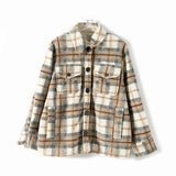 Ardm Coat Women Fashion Single Breasted Check Tweed Blazers Coat Vintage Long Sleeve Plaid Manteau Femme Outerwear Chic Top