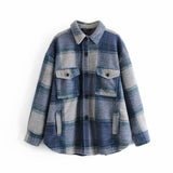 Ardm Coat Women Fashion Single Breasted Check Tweed Blazers Coat Vintage Long Sleeve Plaid Manteau Femme Outerwear Chic Top