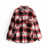 Ardm Coat Women Fashion Single Breasted Check Tweed Blazers Coat Vintage Long Sleeve Plaid Manteau Femme Outerwear Chic Top