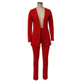 Two Piece Women Business Blazer Set Office Lady Solid Colors Formal Suits with Buttons New Pink Yellow Commute Blazer Pants Set