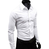 Men Autumn Long Sleeve Casual Elegant Work Shirt Business Men Solid Color Long Sleeve Buttons Down Slim Cotton Plus Size Shirt