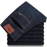 Spring Autumn Men's Smart Elastic Jeans Business Fashion Straight Regular Stretch Denim Trousers Men Jeans Plus Size 28-40