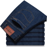 Spring Autumn Men's Smart Elastic Jeans Business Fashion Straight Regular Stretch Denim Trousers Men Jeans Plus Size 28-40
