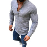 Sexy New Men Long Sleeves Blouse Summer Fashion Casual Cool Clothing Slim Fit Tees Tops Male Breathable Linen Shirt