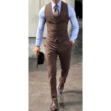 NUKTY Brown Classic Men Suit 3 Pieces Tuxedo Peak Lapel Groomsmen Wedding Suits Set Fashion Men Business Blazer Jacket+Pants+Vest