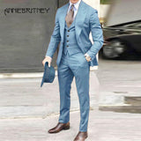 NUKTY Brown Classic Men Suit 3 Pieces Tuxedo Peak Lapel Groomsmen Wedding Suits Set Fashion Men Business Blazer Jacket+Pants+Vest