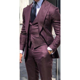 NUKTY Brown Classic Men Suit 3 Pieces Tuxedo Peak Lapel Groomsmen Wedding Suits Set Fashion Men Business Blazer Jacket+Pants+Vest