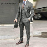NUKTY Brown Classic Men Suit 3 Pieces Tuxedo Peak Lapel Groomsmen Wedding Suits Set Fashion Men Business Blazer Jacket+Pants+Vest