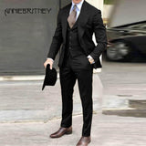 NUKTY Brown Classic Men Suit 3 Pieces Tuxedo Peak Lapel Groomsmen Wedding Suits Set Fashion Men Business Blazer Jacket+Pants+Vest