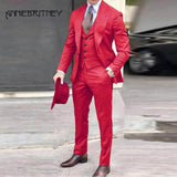 NUKTY Brown Classic Men Suit 3 Pieces Tuxedo Peak Lapel Groomsmen Wedding Suits Set Fashion Men Business Blazer Jacket+Pants+Vest