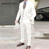 NUKTY Brown Classic Men Suit 3 Pieces Tuxedo Peak Lapel Groomsmen Wedding Suits Set Fashion Men Business Blazer Jacket+Pants+Vest