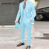 NUKTY Brown Classic Men Suit 3 Pieces Tuxedo Peak Lapel Groomsmen Wedding Suits Set Fashion Men Business Blazer Jacket+Pants+Vest