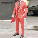 NUKTY Brown Classic Men Suit 3 Pieces Tuxedo Peak Lapel Groomsmen Wedding Suits Set Fashion Men Business Blazer Jacket+Pants+Vest