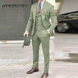 NUKTY Brown Classic Men Suit 3 Pieces Tuxedo Peak Lapel Groomsmen Wedding Suits Set Fashion Men Business Blazer Jacket+Pants+Vest