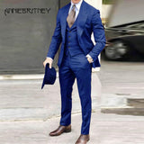 NUKTY Brown Classic Men Suit 3 Pieces Tuxedo Peak Lapel Groomsmen Wedding Suits Set Fashion Men Business Blazer Jacket+Pants+Vest