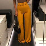 Women Casual Wide Leg Pants High Waist Spring Black Office Female Yellow Sexy Fashion Trousers Workwear Elegant Long Pants