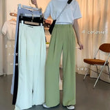 Summer Loose Pants Fashion High Waist Thin Wide-leg Pants Simple Solid Black Casual Korean Trousers Korean New