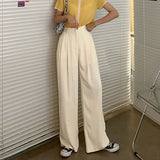 Summer Loose Pants Fashion High Waist Thin Wide-leg Pants Simple Solid Black Casual Korean Trousers Korean New