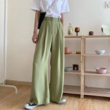 Summer Loose Pants Fashion High Waist Thin Wide-leg Pants Simple Solid Black Casual Korean Trousers Korean New