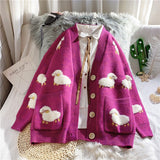 Autumn Winter Fashion Korean Style Women Casual Sweater and Cardigans Long Sleeve V neck Button Up Oversized Jacket