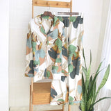 Spring Leaves Printed Women's Pajama Cotton Plus Size Two-piece Set Brief Fashion Long Sleeve Home Clothes Female Sleepwear