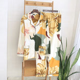 Spring Leaves Printed Women's Pajama Cotton Plus Size Two-piece Set Brief Fashion Long Sleeve Home Clothes Female Sleepwear