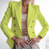 Women Blazer Double Breasted Blazer Coat Autumn Elegant Solid Slim Long Sleeve Female Suit Jacket Office Ladies Blazer Outwear