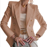 Women Blazer Double Breasted Blazer Coat Autumn Elegant Solid Slim Long Sleeve Female Suit Jacket Office Ladies Blazer Outwear