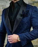 Custom size Jacquard Groomsmen white Groom Tuxedos Shawl Lapel Men Suits Wedding Prom Best Man Blazer Jacket with Pants Set